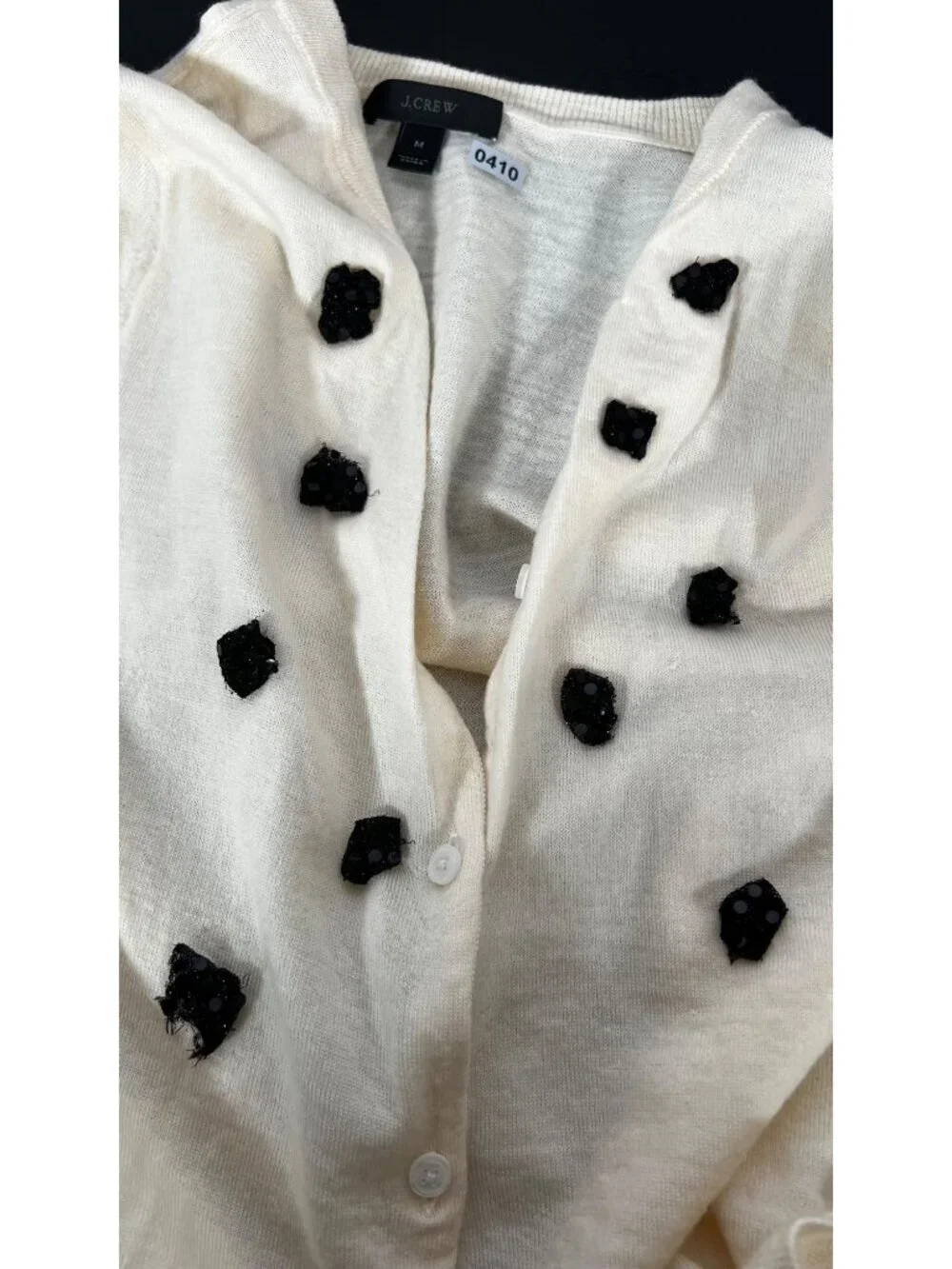 J.Crew Merino Wool Cardigan M Hollywood Production Modified V-Neck Sequin Prop